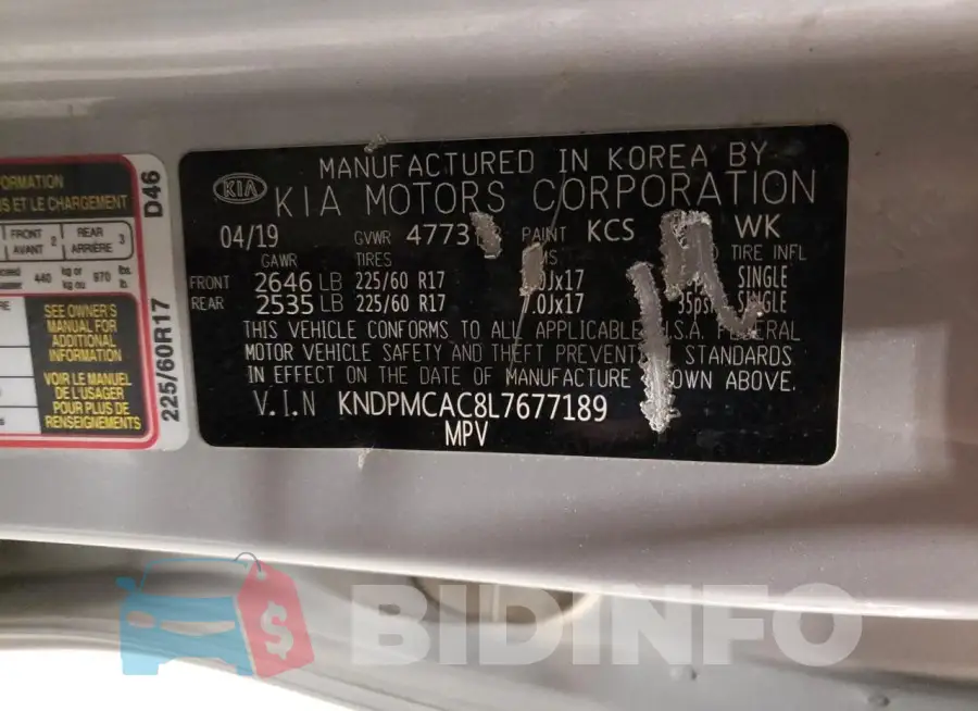 KNDPMCAC8L7677189 Photo# 13