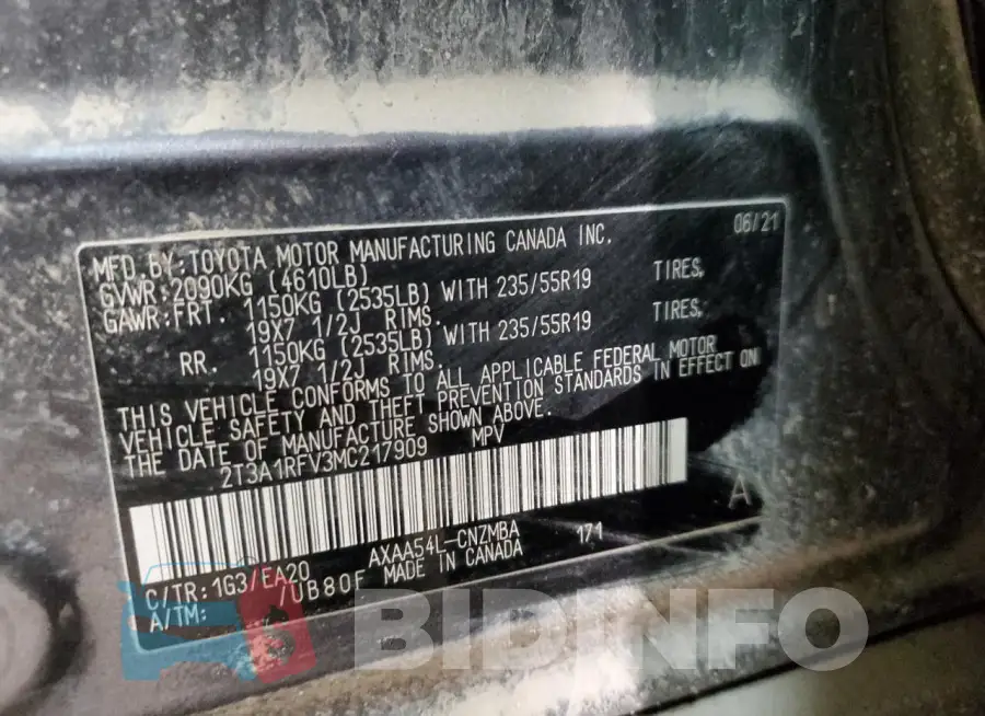2T3A1RFV3MC217909 Photo# 13