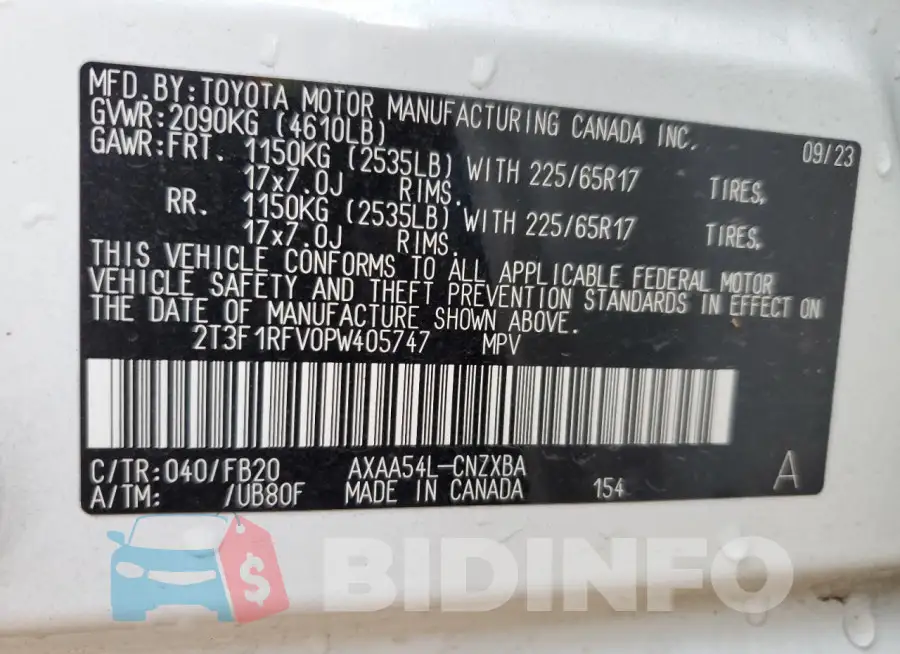 2T3F1RFV0PW405747 Photo# 13