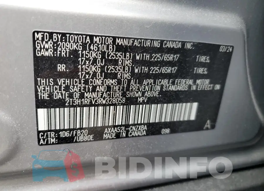 2T3H1RFV3RW328058 Photo# 13