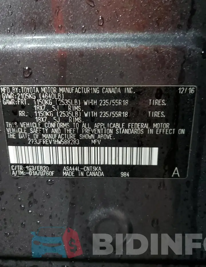 2T3JFREV1HW588283 Photo# 14