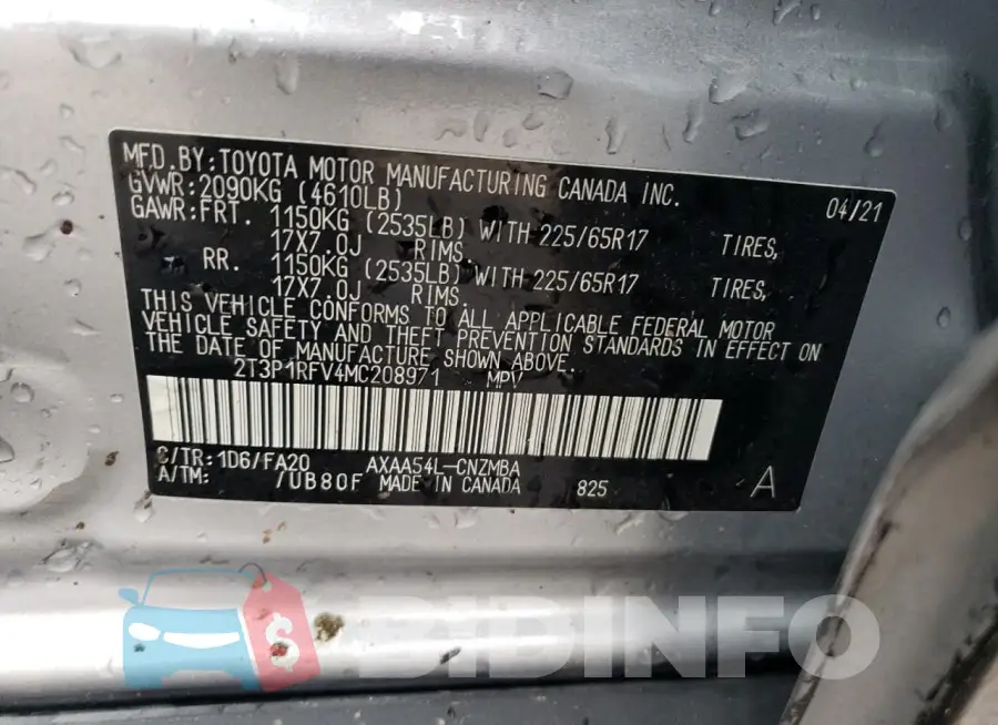2T3P1RFV4MC208971 Photo# 13