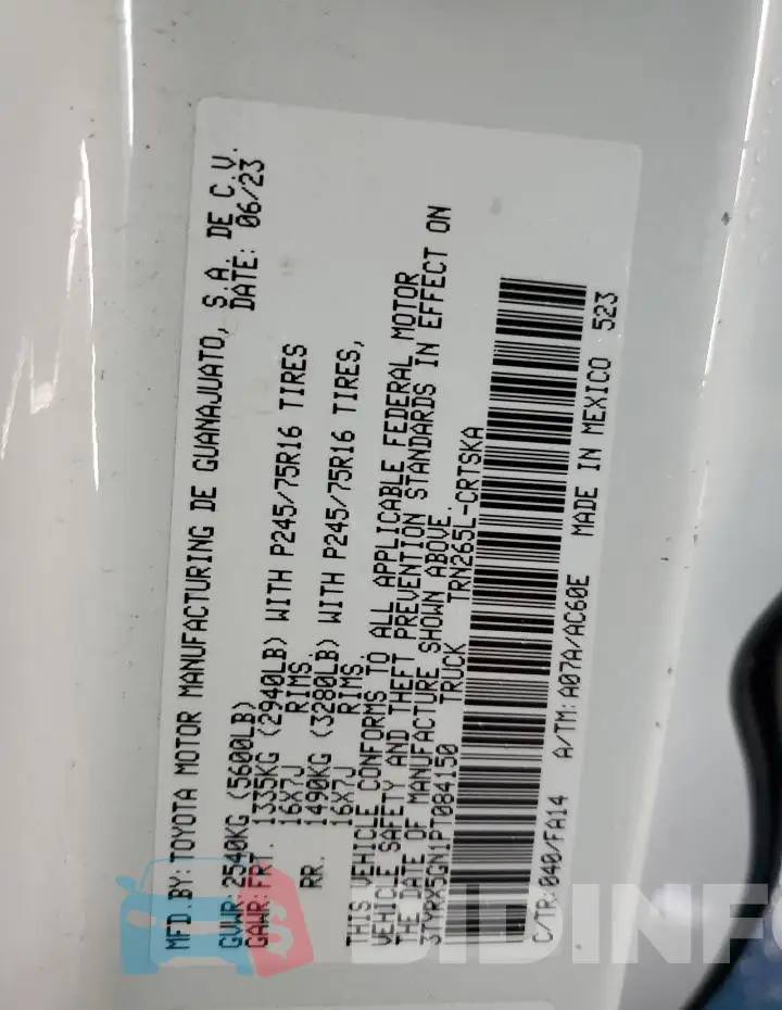 3TYRX5GN1PT084150 Photo# 12