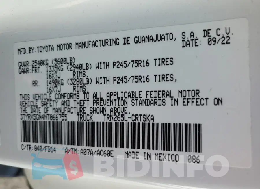 3TYRX5GN4NT066755 Photo# 12