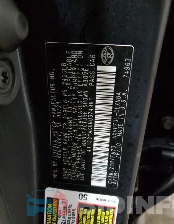4T1C31AK6NU574981 Photo# 13