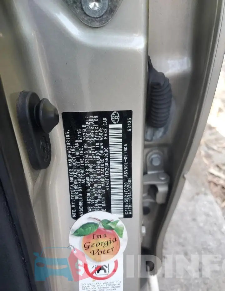 4T4BF1FK2GR562606 Photo# 12