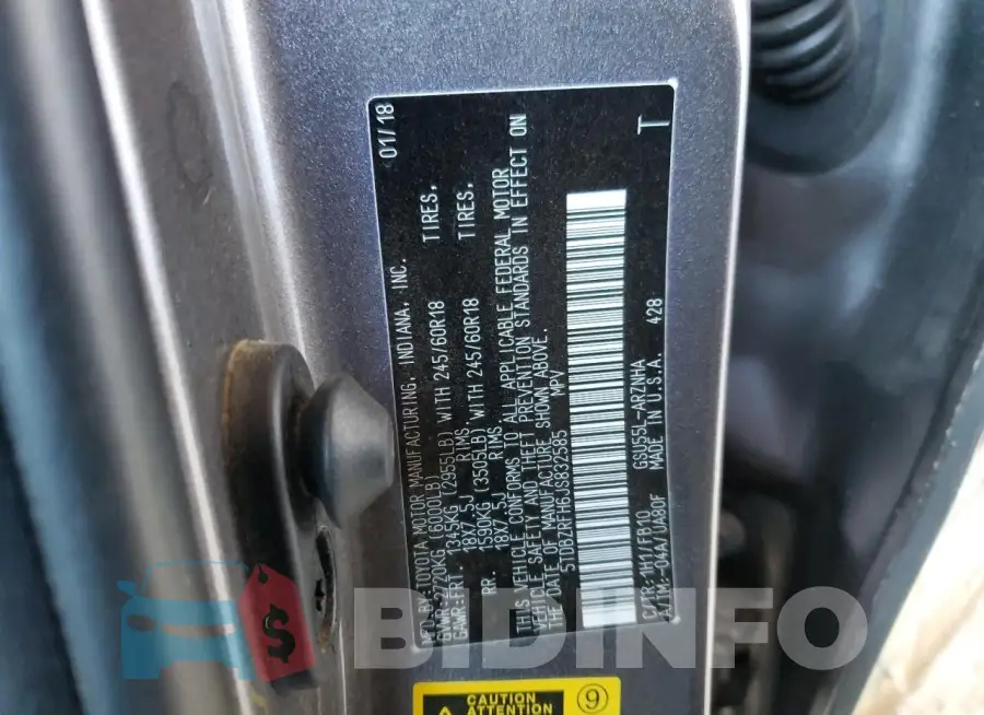 5TDBZRFH6JS832585 Photo# 14