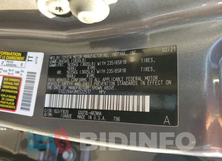 5TDZZRAH3MS522517 Photo# 13