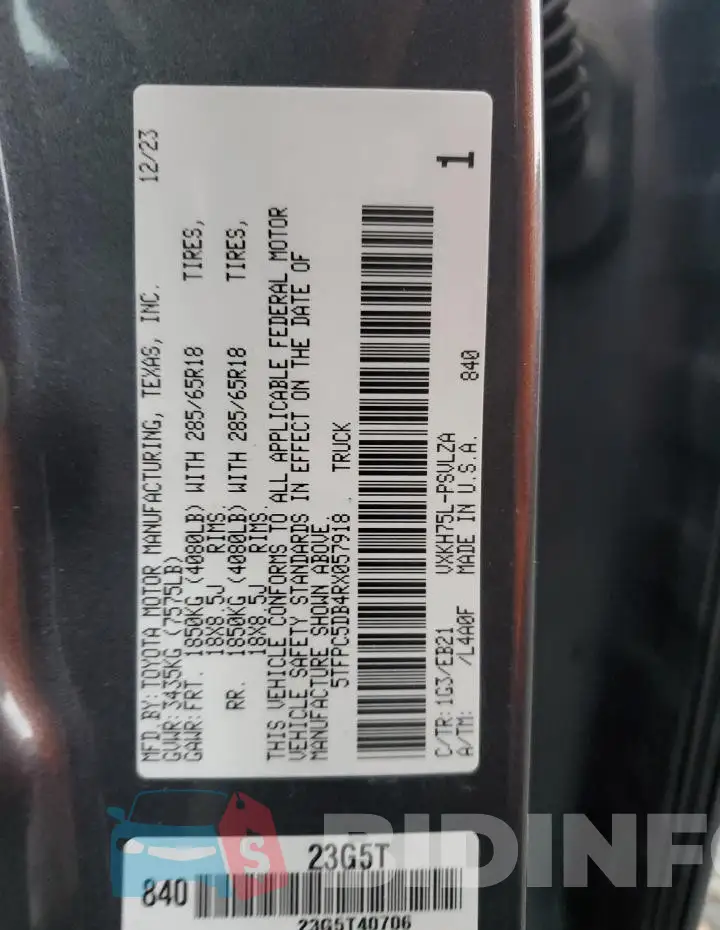 5TFPC5DB4RX057918 Photo# 12