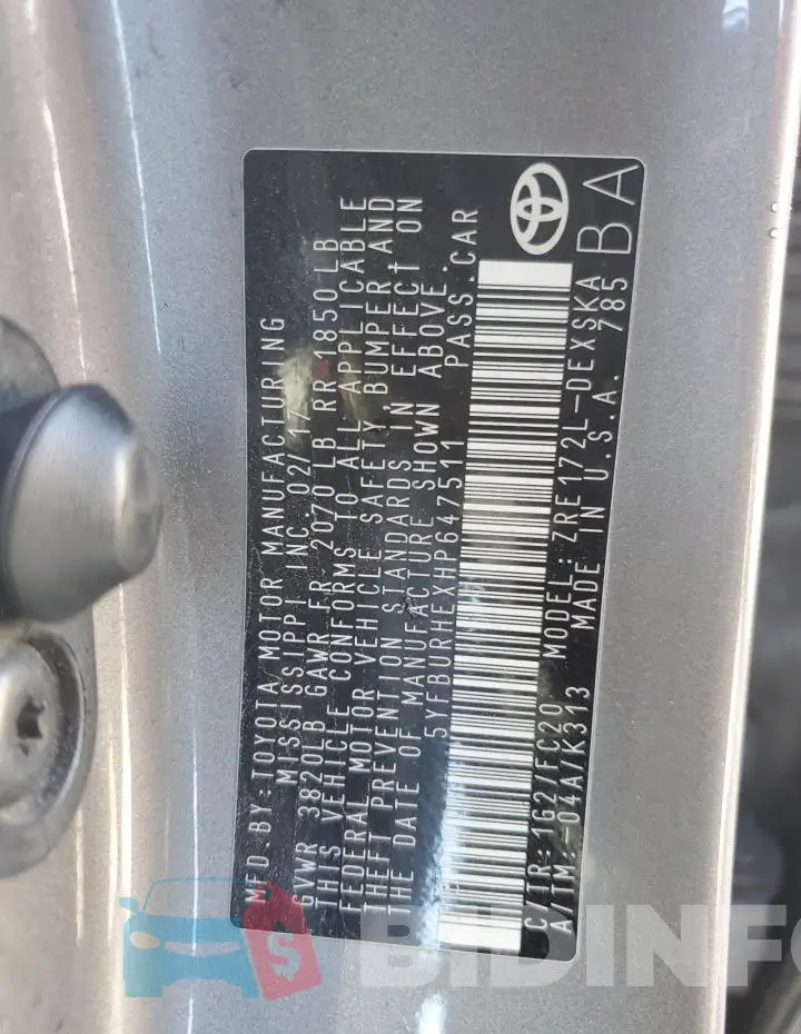 5YFBURHEXHP647511 Photo# 13