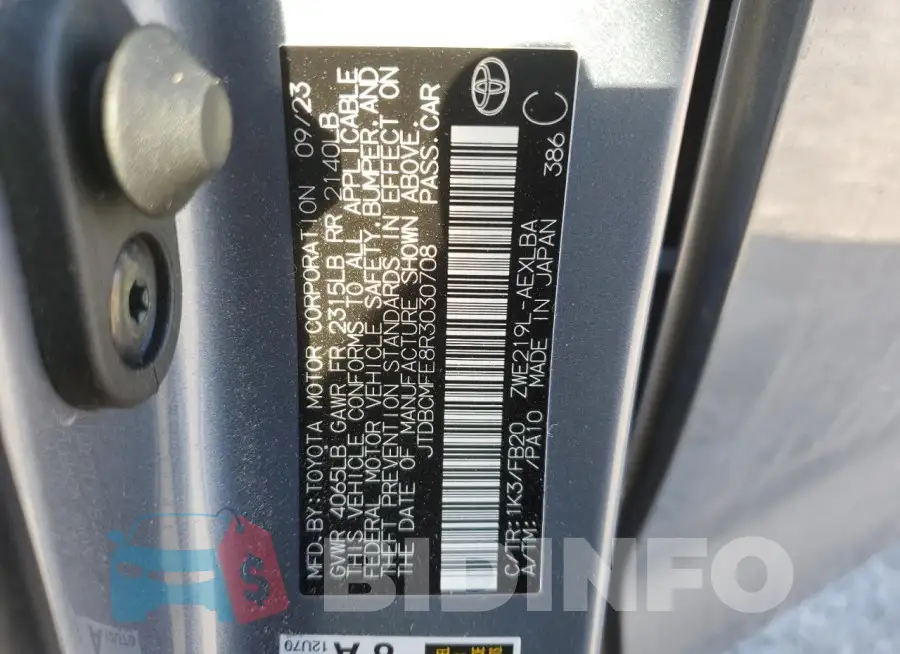 JTDBCMFE8R3030708 Photo# 12