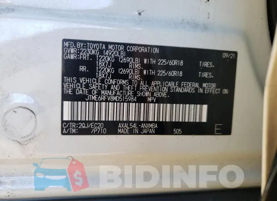 JTME6RFV8MD515984 Photo# 13