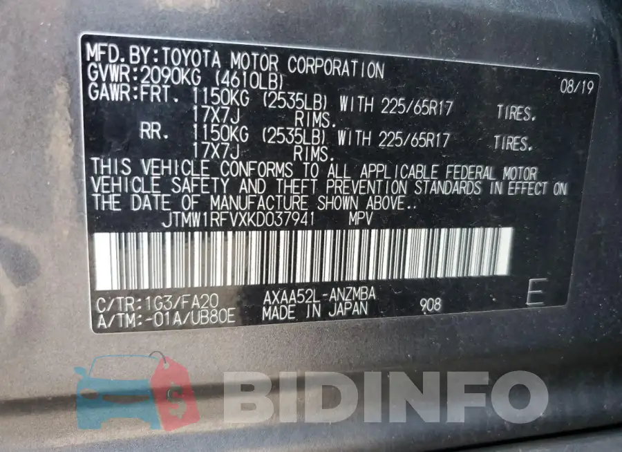 JTMW1RFVXKD037941 Photo# 14