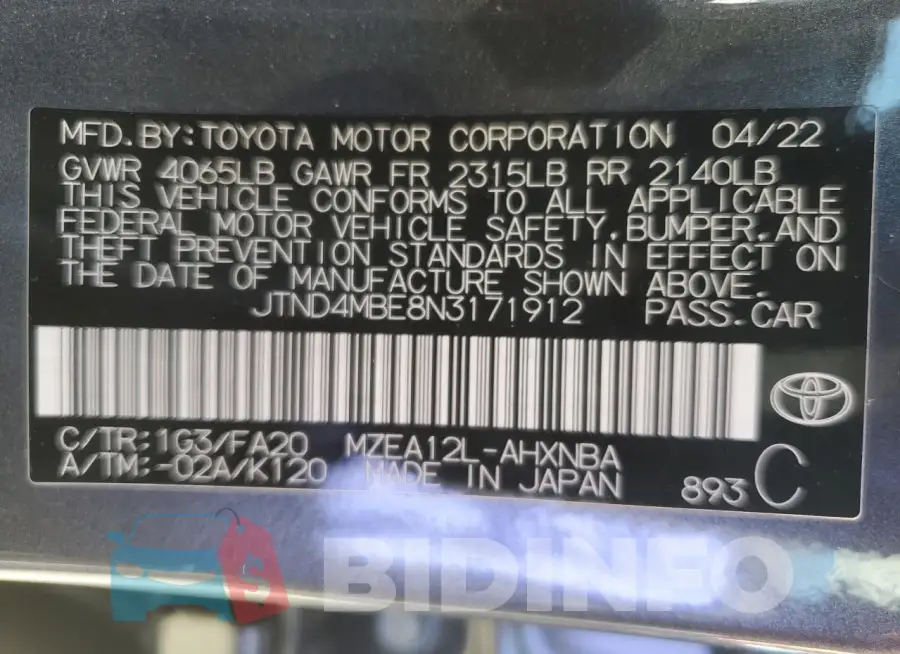 JTND4MBE8N3171912 Photo# 12