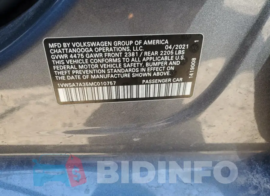 1VWSA7A35MC010757 Photo# 12