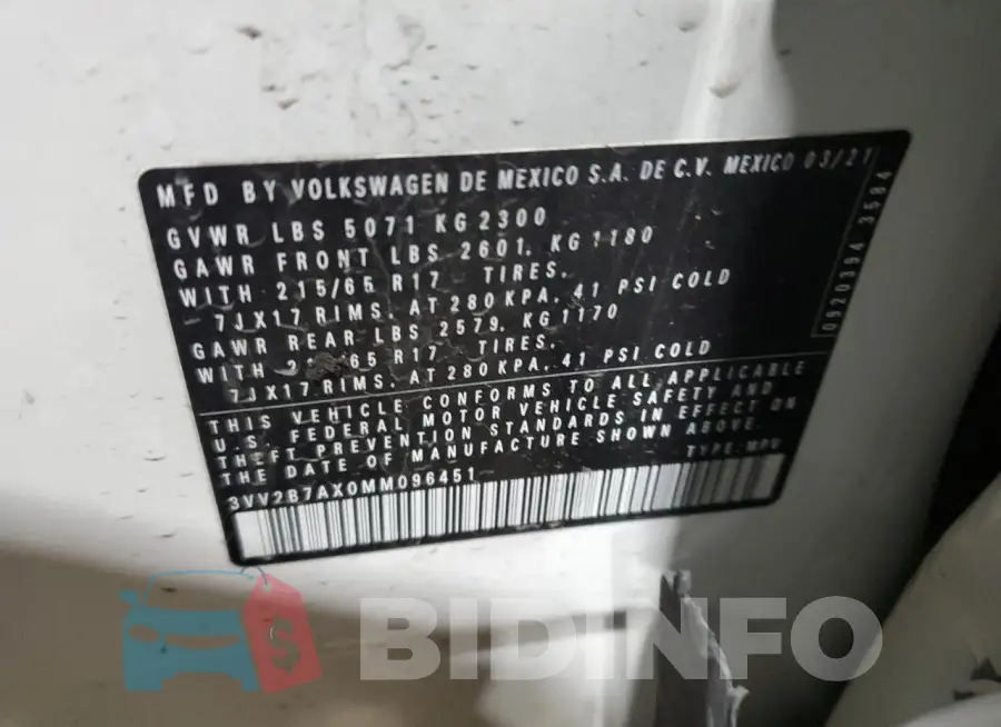 3VV2B7AX0MM096451 Photo# 13