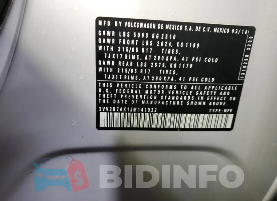 3VV2B7AX1JM141022 Photo# 13