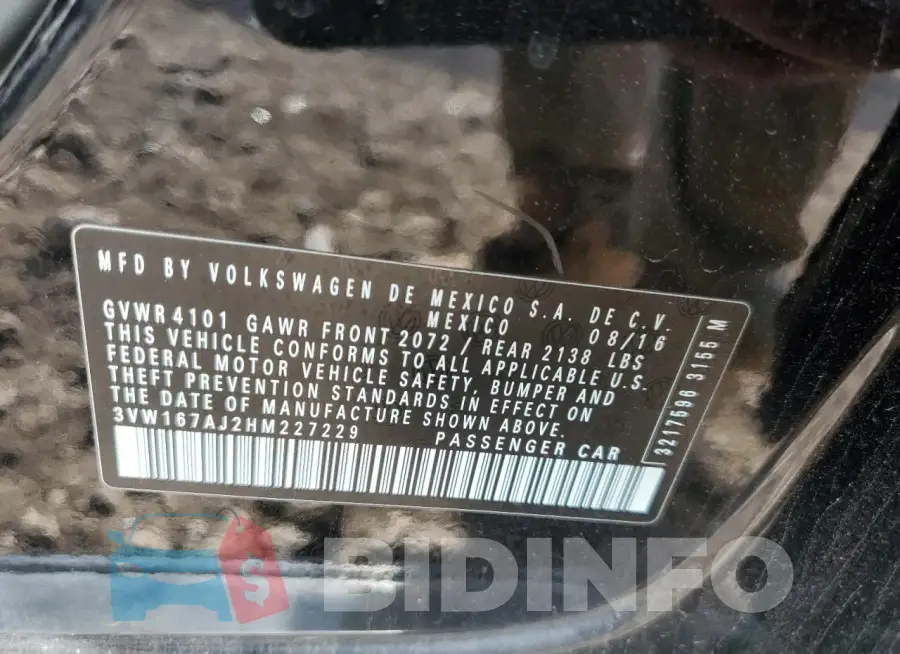 3VW167AJ2HM227229 Photo# 13