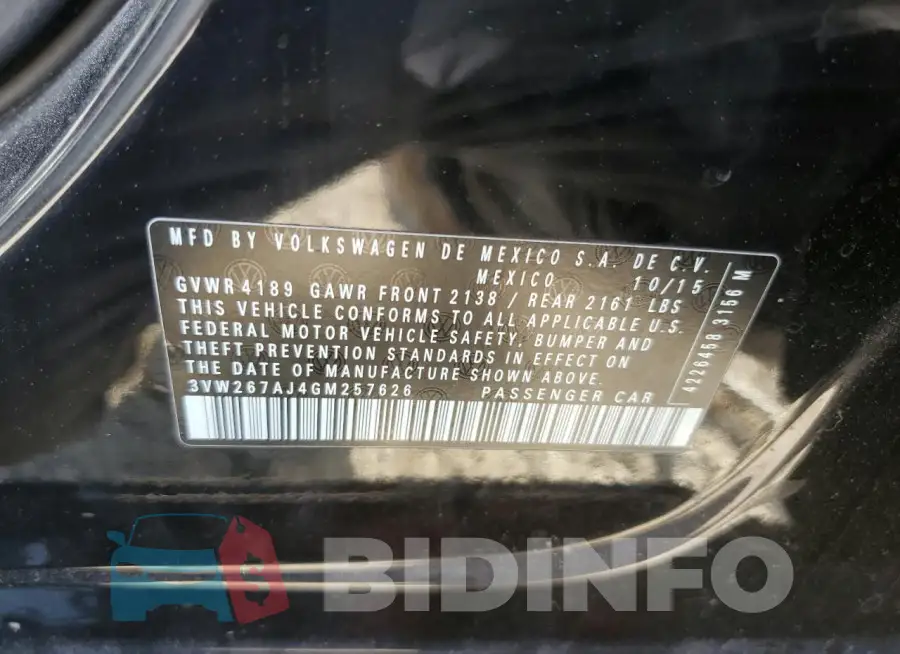 3VW267AJ4GM257626 Photo# 12