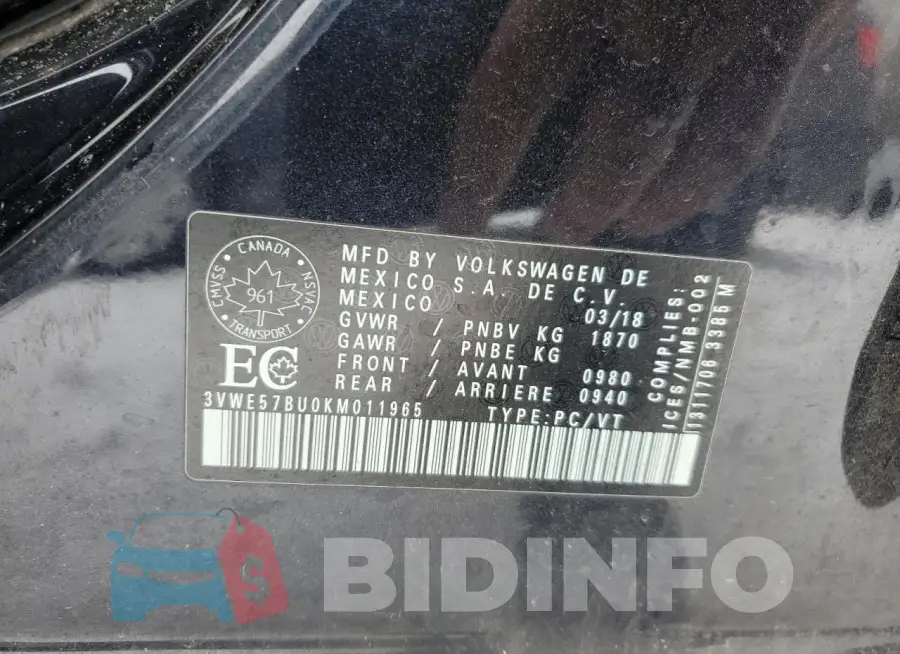 3VWE57BU0KM011965 Photo# 13