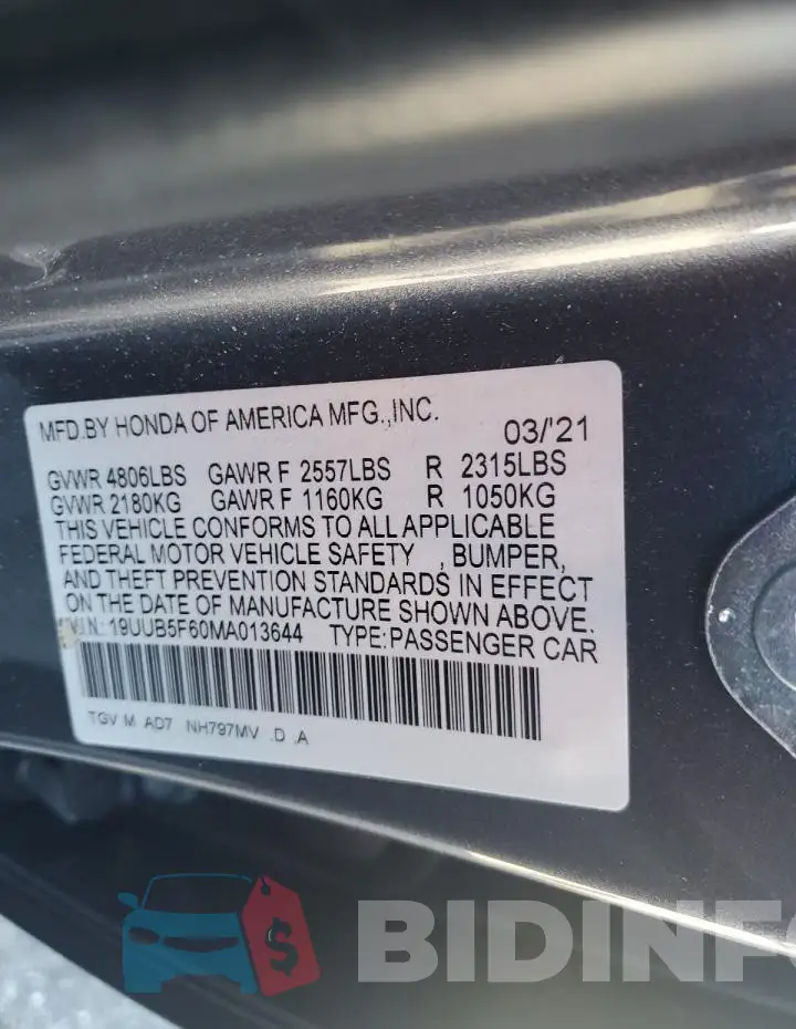 19UUB5F60MA013644 Photo# 12