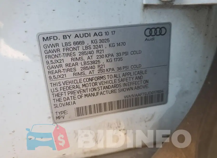 WA1VAAF72JD017934 Photo# 13