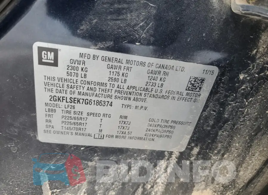 2GKFLSEK7G6186374 Photo# 13