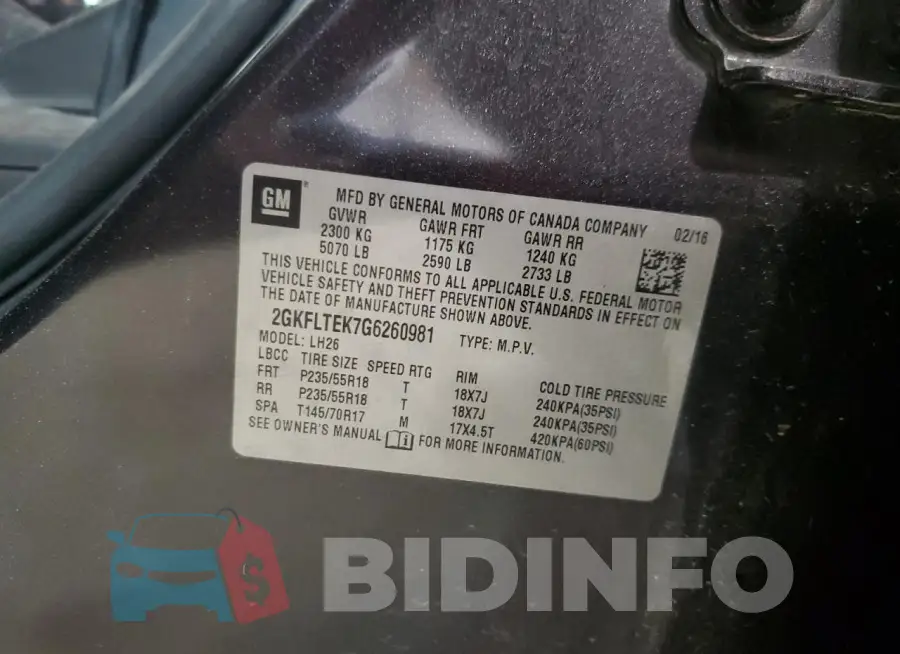 2GKFLTEK7G6260981 Photo# 13