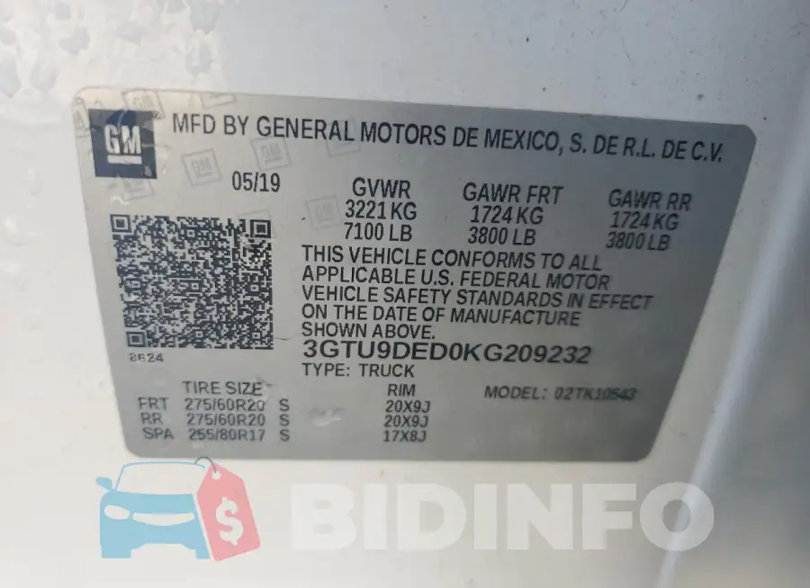3GTU9DED0KG209232 Photo# 12