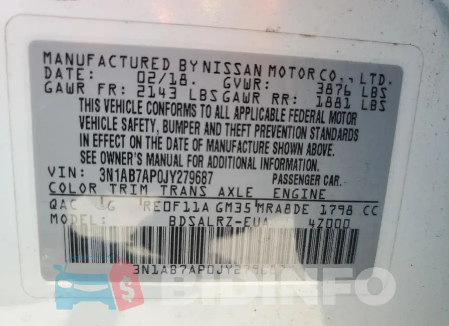 3N1AB7AP0JY279687 Photo# 12