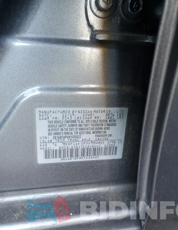 3N1AB7APXKY455422 Photo# 12