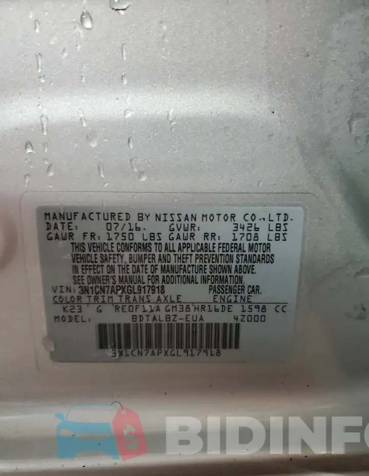 3N1CN7APXGL917918 Photo# 12