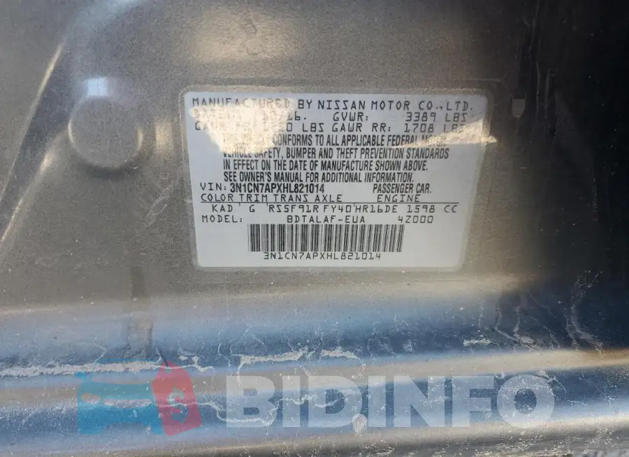 3N1CN7APXHL821014 Photo# 12