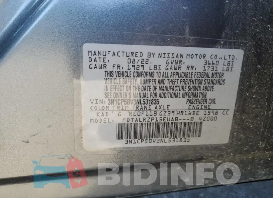 3N1CP5BV3NL531835 Photo# 13