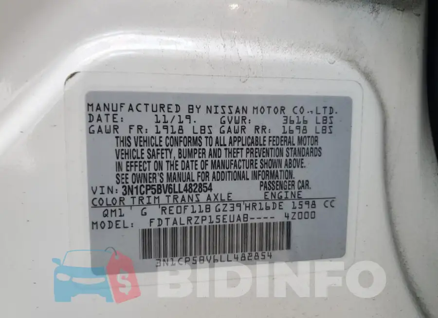 3N1CP5BV6LL482854 Photo# 13