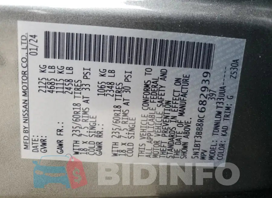 5N1BT3BB8RC682939 Photo# 14