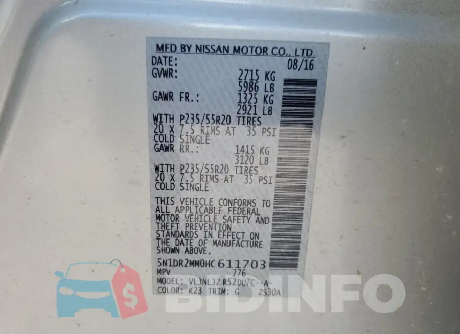 5N1DR2MM0HC611703 Photo# 13