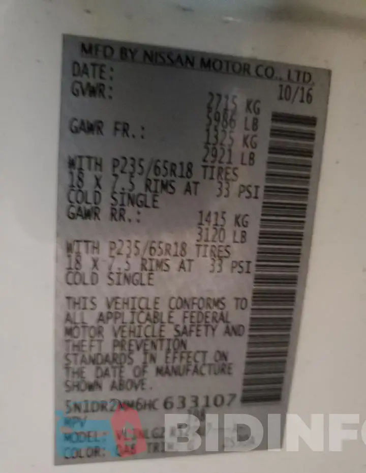 5N1DR2MM6HC633107 Photo# 13