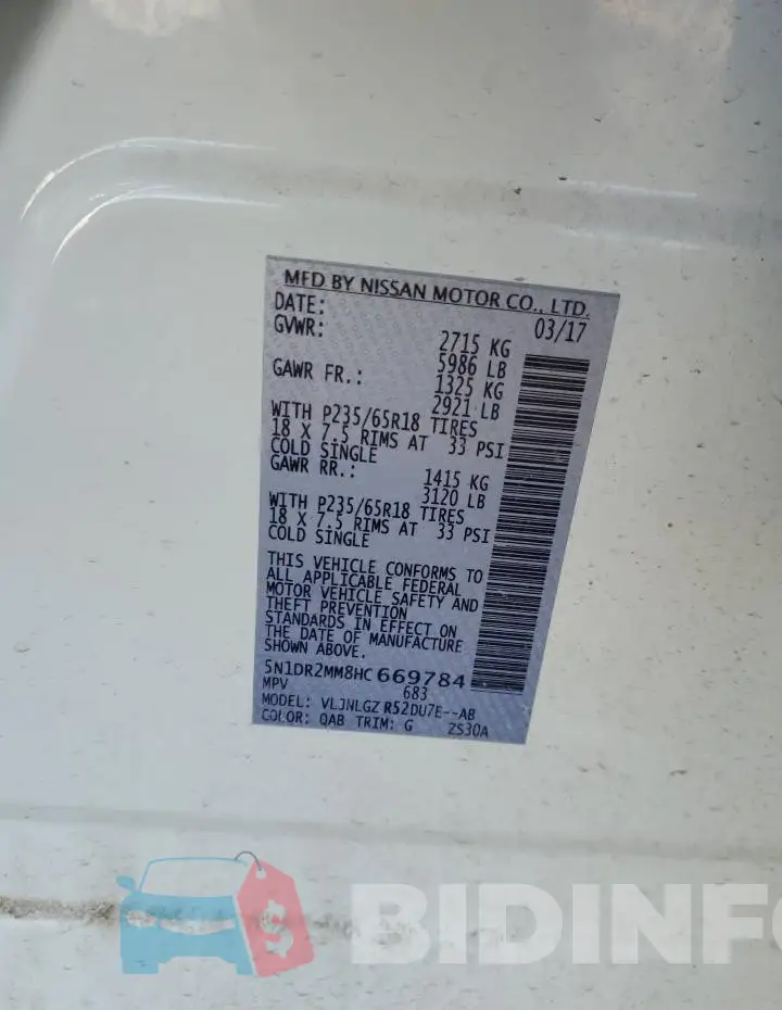 5N1DR2MM8HC669784 Photo# 12