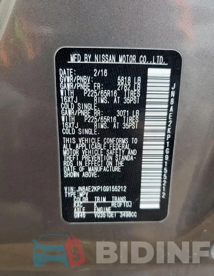 JN8AE2KP1G9155212 Photo# 13