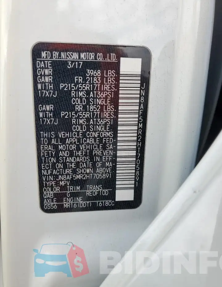 JN8AF5MR2HT705891 Photo# 14