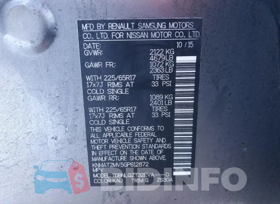 KNMAT2MV5GP612872 Photo# 13