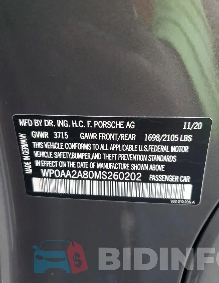 WP0AA2A80MS260202 Photo# 13