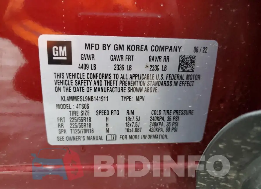 KL4MMESL9NB141911 Photo# 13