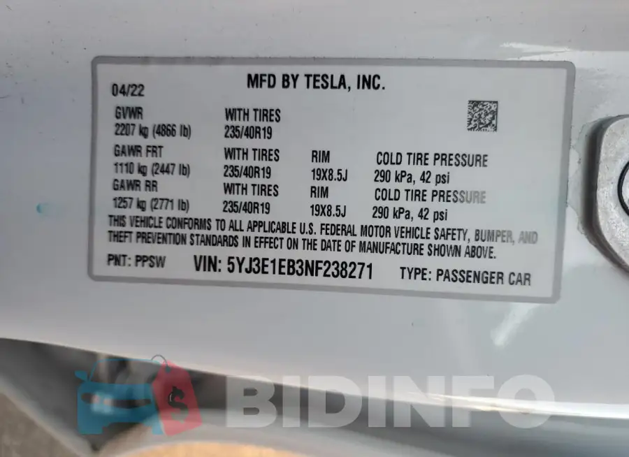 5YJ3E1EB3NF238271 Photo# 12