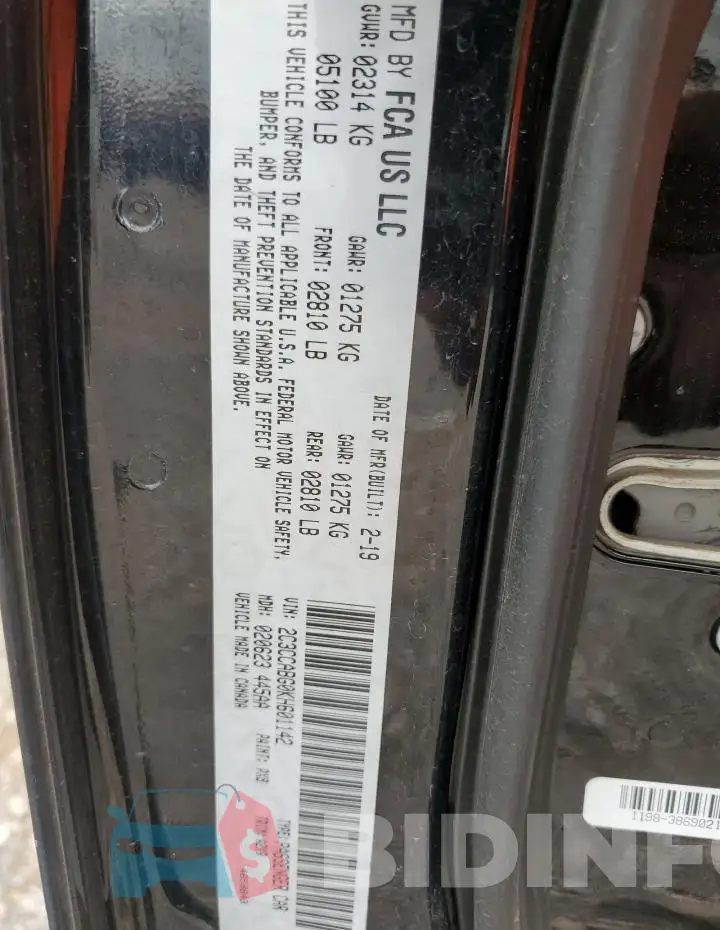 2C3CCABG0KH601142 Photo# 13