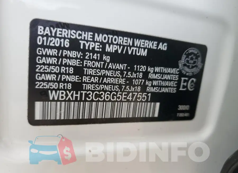 WBXHT3C36G5E47551 Photo# 12