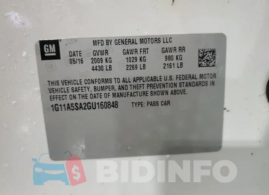 1G11A5SA2GU160848 Photo# 12
