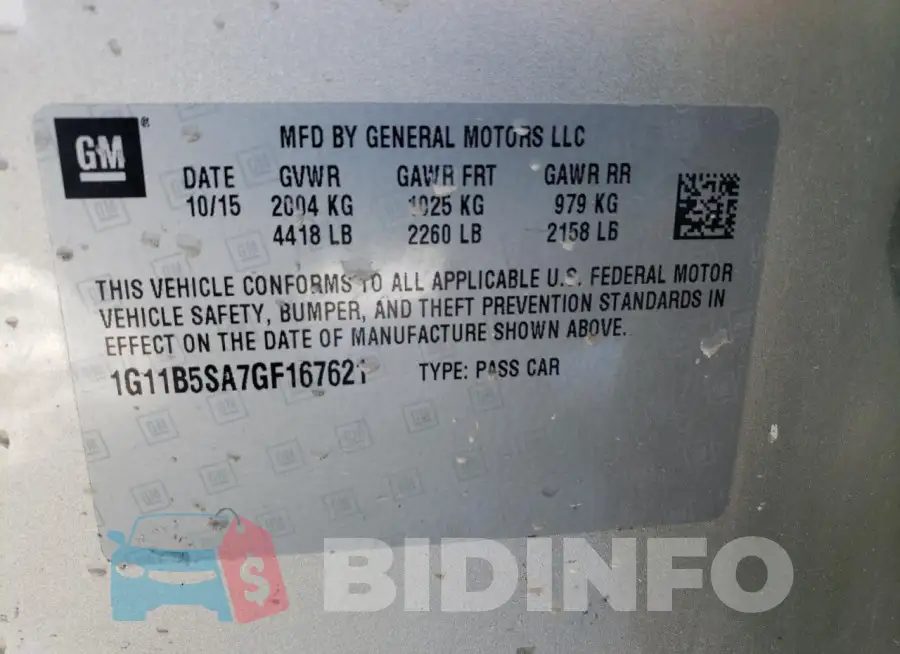 1G11B5SA7GF167621 Photo# 12