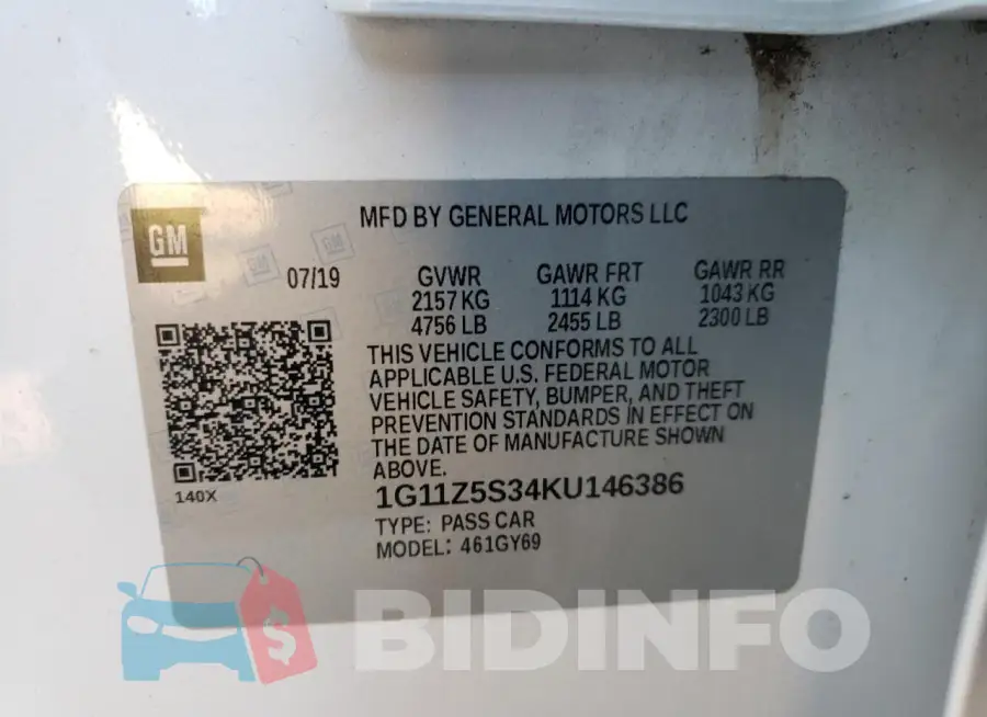 1G11Z5S34KU146386 Photo# 12
